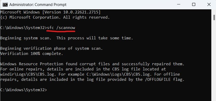 Performing a System File Check (SFC)