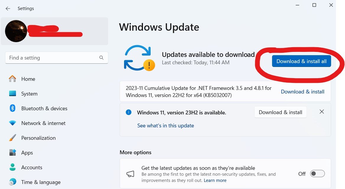 running windows update